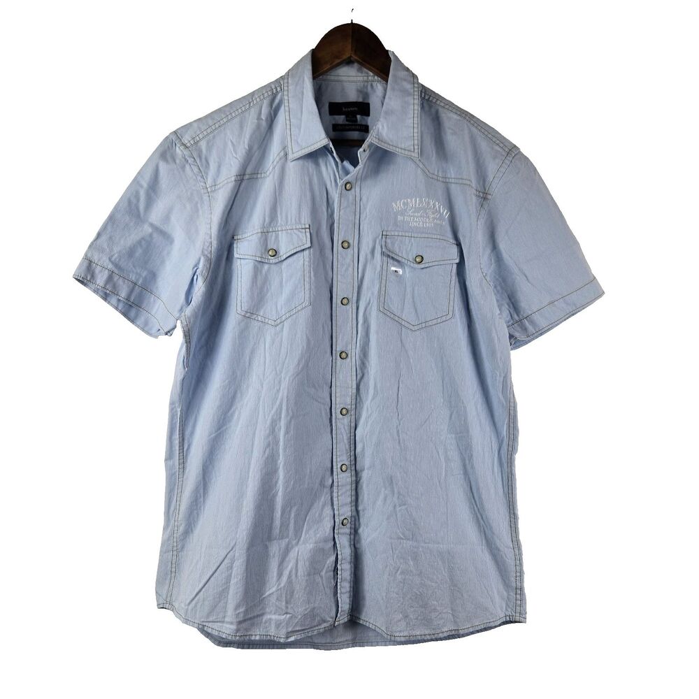 Bossini Men's Size‎ XL 180/96B Short Sleeve Pearl Snap Shirt